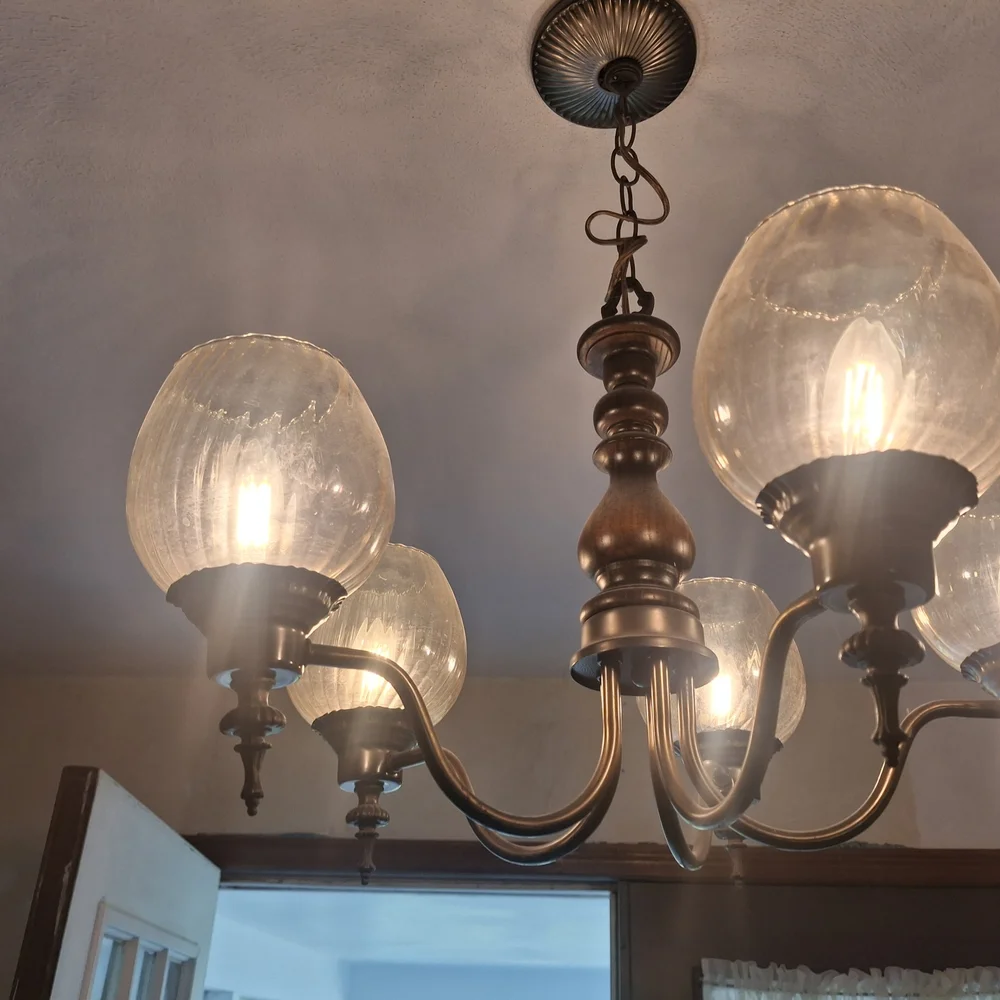 5-Light Bronze Glass Globe Lantern Chandelier